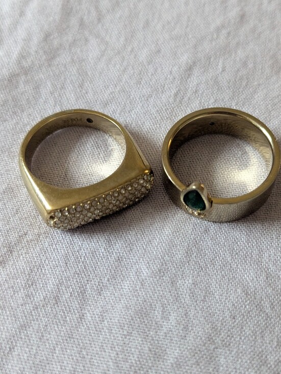 Fossil Jewelry - Fossil Gold Tone Pave Crystal Ring and Emerald Accent Ring